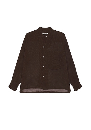 Connor McKnight Crinkle Long Sleeve Big Pocket Shirt in Brown - Brown. Size L (also in M, XL/1X).