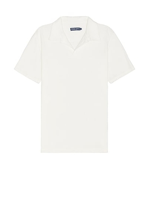 Frescobol Carioca Faustino Terry Cotton Blend Short Sleeve Polo in Ivory - Ivory. Size L (also in M, S, XL/1X).