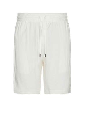 Frescobol Carioca Augusto Terry Cotton Blend Shorts in Ivory - Ivory. Size L (also in M, S, XL/1X).