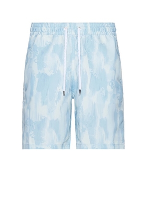 Frescobol Carioca Board Seascape Print Swim Shorts in Seafoam - Baby Blue. Size L (also in M, S, XL/1X).
