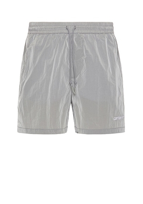 Carhartt WIP Tobes Swim Trunks in Sonic Silver & White - Grey. Size L (also in M, S, XL/1X).