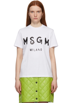 MSGM White Stroke Logo T-Shirt