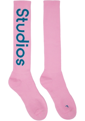 Acne Studios Pink Logo Jacquard Socks
