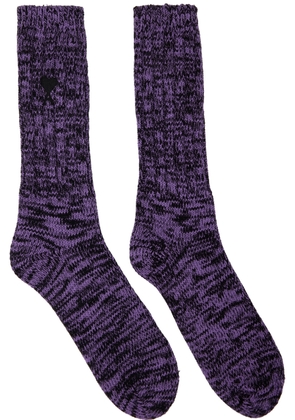 AMI Paris Purple & Black Ami de Caur Socks