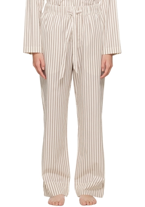 Tekla Off-White & Brown Drawstring Pyjama Pants