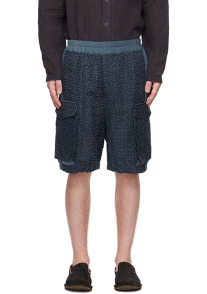 By Walid Navy Stitched Shorts