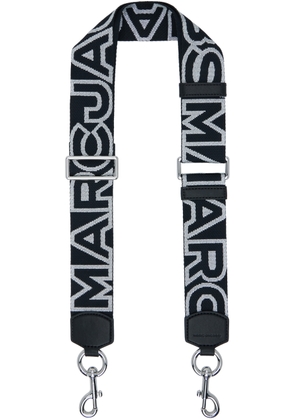 Marc Jacobs Black & Silver 'The Outline Logo Webbing' Shoulder Strap