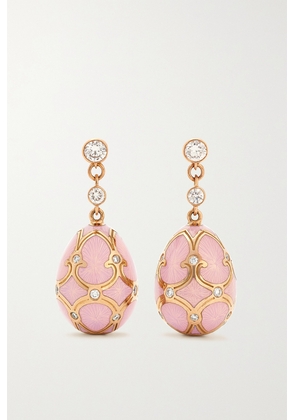 Fabergé - Heritage 18-karat Rose Gold, Enamel And Diamond Earrings - One size