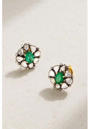 Amrapali London - Rhodium-plated 18-karat Gold, Diamond And Emerald Earrings - One size