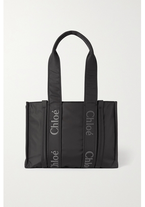 Chloé - Woody Medium Embroidered Shell Tote - Black - One size