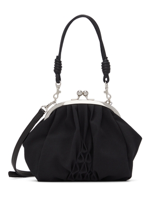Y's Black Smocked Clasp Pochette Bag
