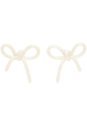 SHUSHU/TONG SSENSE Exclusive White YVMIN Edition Velvet Bow Earrings