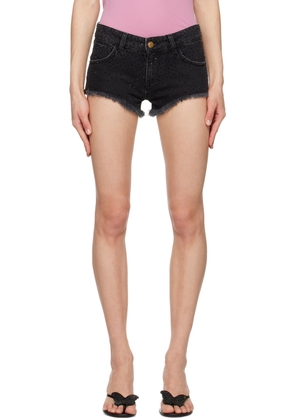 Blumarine Black Hot Fix Denim Shorts