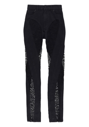 Mugler Spiral mesh-panelled skinny jeans - Black