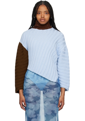 ELLISS Blue & Brown Asymmetric Sweater