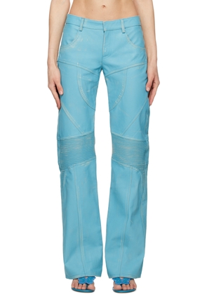 Blumarine Blue Distressed Leather Pants