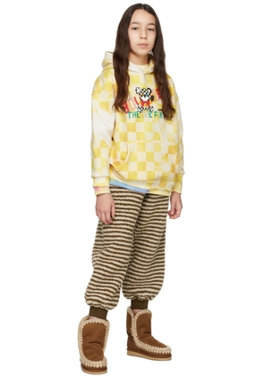 Luckytry Kids Yellow Vintage Checked Bear Hoodie