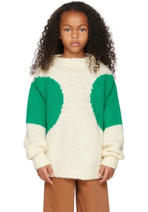 Weekend House Kids Kids Off-White & Green Dot Sweater