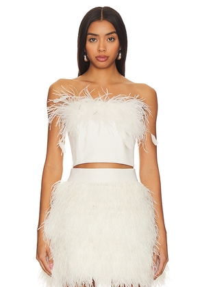 Alice + Olivia Ceresi Feather Top in White. Size 6, 8.