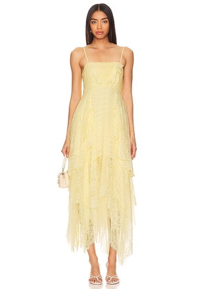 Free People Sheer Bliss Maxi Dress In Anise Flower in Yellow. Size S, XS.
