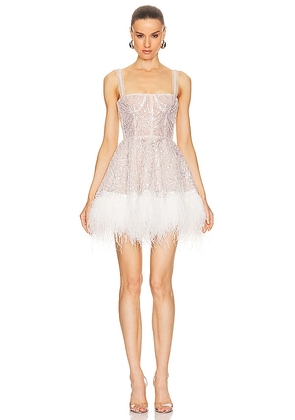 Bronx and Banco Mademoiselle Beaded Mini Dress in White. Size L, XS.