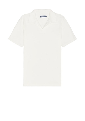 Frescobol Carioca Faustino Terry Cotton Blend Short Sleeve Polo in Ivory. Size M, S, XL/1X.