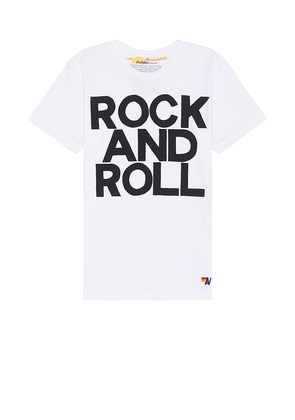 Aviator Nation Rock And Roll Crew Tee in White. Size M, S, XL/1X.