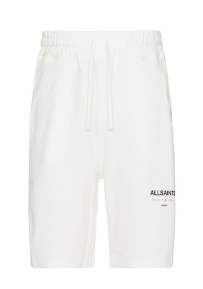 ALLSAINTS Underground Sweat Short in White. Size L, S, XL/1X, XXL/2X.