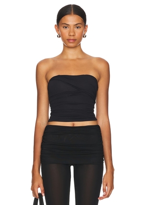 Indah Niko Ruched Tube Top in Black. Size M, S, XS.