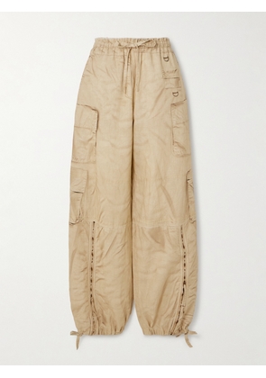 Acne Studios - Frayed Trompe L'œil Printed Linen And Cotton-blend Wide-leg Pants - Brown - EU 32,EU 34,EU 36,EU 38,EU 40,EU 42