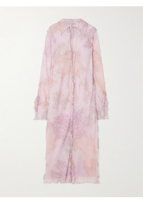 Acne Studios - Ruffled Printed Cotton And Silk-blend Chiffon Maxi Dress - Pink - EU 32,EU 34,EU 36,EU 38,EU 40