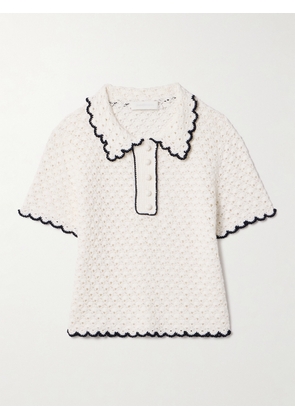 Zimmermann - Halliday Crocheted Cotton Polo Shirt - Ivory - 00,0,1,2,3,4