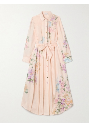 Zimmermann - Halliday Belted Floral-print Linen Midi Shirt Dress - Cream - 00,0,1,2,3,4