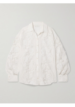 Zimmermann - Halliday Guipure Lace-trimmed Ramie Shirt - Ivory - 00,0,1,2,3,4