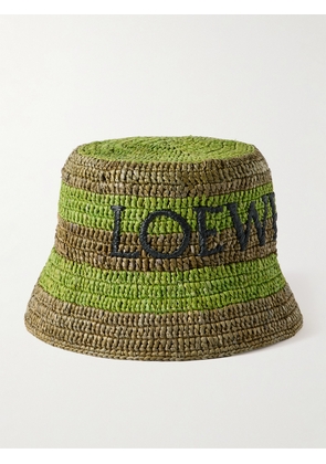 Loewe - + Paula's Ibiza Logo-embroidered Striped Raffia Bucket Hat - Green - 57
