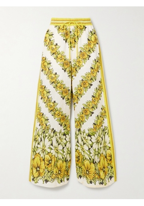 ALÉMAIS - Gisela Floral-print Linen Wide-leg Pants - Yellow - UK 4,UK 6,UK 8,UK 10,UK 12,UK 14,UK 16