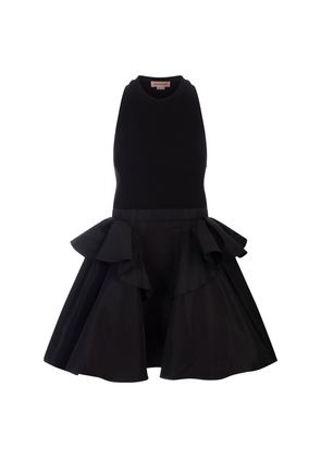 Alexander Mcqueen Black Hybrid Mini Dress