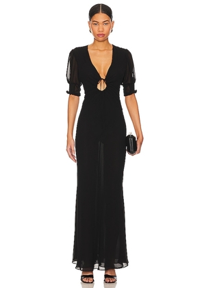 MISHA Danica Maxi Dress in Black. Size M, XS, XXL.