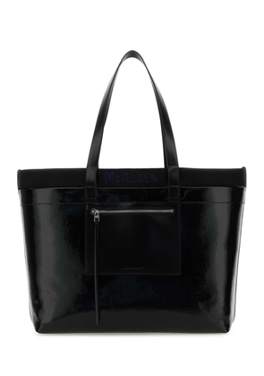Alexander Mcqueen Black Canvas Shopping Bag