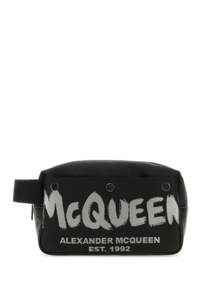 Alexander Mcqueen Black Fabric Mcqueen Graffiti Beauty Case