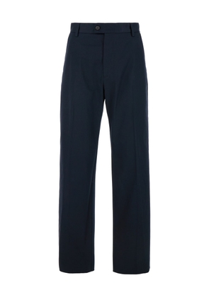 Alexander Mcqueen Blue Straight Tailored Pants In Cotton Man