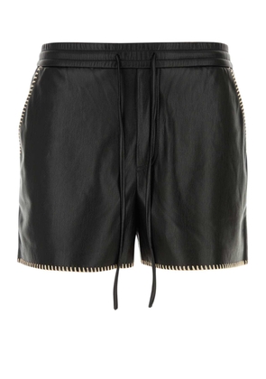 Nanushka Black Synthetic Leather Amil Bermuda Shorts