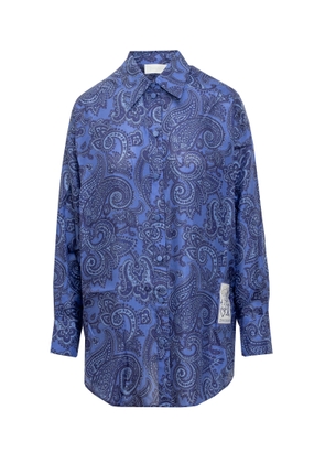 Zimmermann Silk Habotai Ottie Relaxed Blue Paisley Shirt