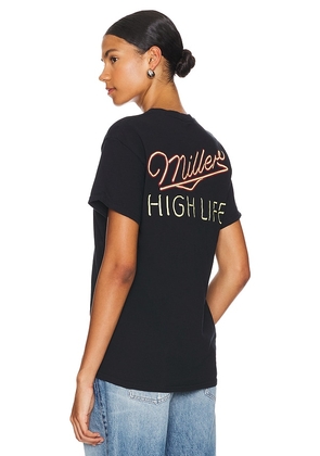 Junk Food Miller High Life Neon Tee in Black. Size M, S, XL, XS.