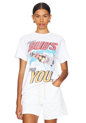 Junk Food This Bud's For You Tee in White. Size M, S, XL, XS.