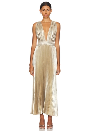 L'IDEE Moderniste Gown in Metallic Gold. Size 6/XS.