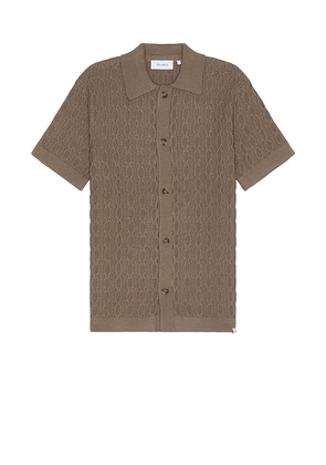 Les Deux Garrett Knitted Shirt in Tan. Size M, S, XL/1X.