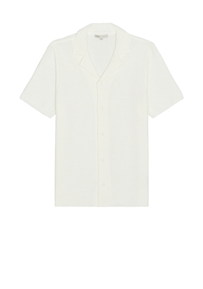 onia Cotton Textured Camp Shirt in White. Size M, S, XL/1X.