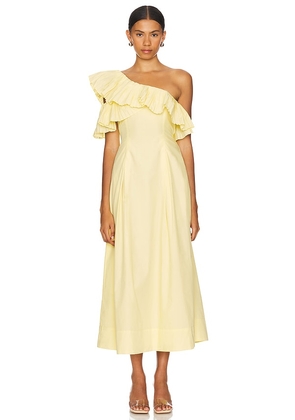 SOVERE Bliss Midi Dress in Yellow. Size L, S, XL, XS.