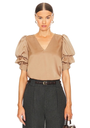 1. STATE Tiered Bubble Sleeve Top in Tan. Size M, S, XL, XS.